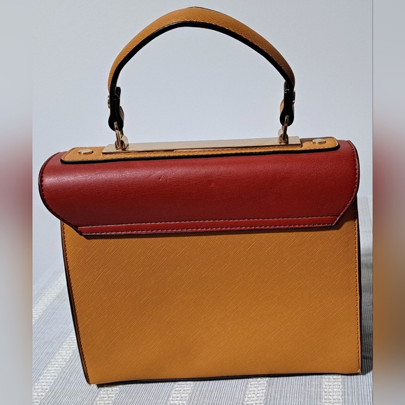Dune London Handle Bag / Color-Block Mustard & Red Fall Colors - Picture 3 of 16